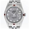 Image 9 : Rolex Mens Stainless Steel Meteorite Diamond And Ruby Datejust Wristwatch 36MM