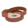Image 1 : Hermes Brown Leather Palladium Plated Kelly Choker Necklace