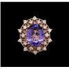 Image 2 : 10.16 ctw Tanzanite and Diamond Ring - 14KT Rose Gold