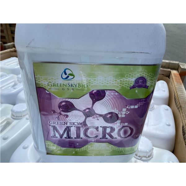 CRATE OF GREEN SKY BIO 'MICRO' FERTILIZER, 60 X 10 LITRE JUGS, TOTAL OF 600 LITRES