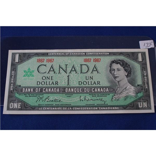 Canada One Dollar Bill (1) 1967; Centennial; Unc. Canada One Dollar Bill (1) 1967; Centennial; Unc.