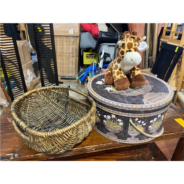 Lidded decor box, basket and TY giraffe