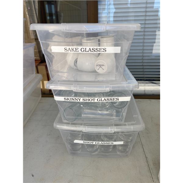 Containers with shot glasses abs sake glasses