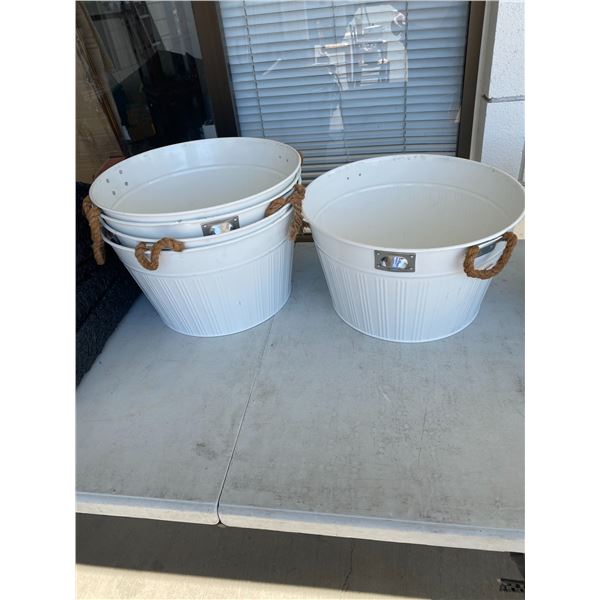 5 buckets with bottle openers