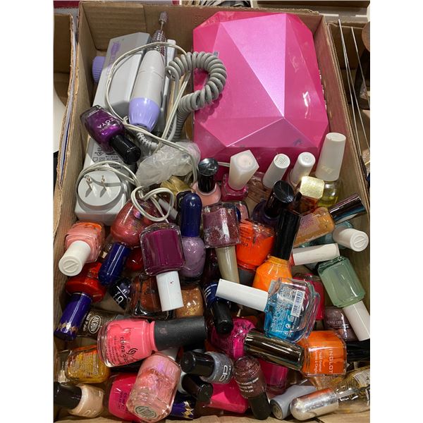 Lot of nail polish, nail grinder and dryer