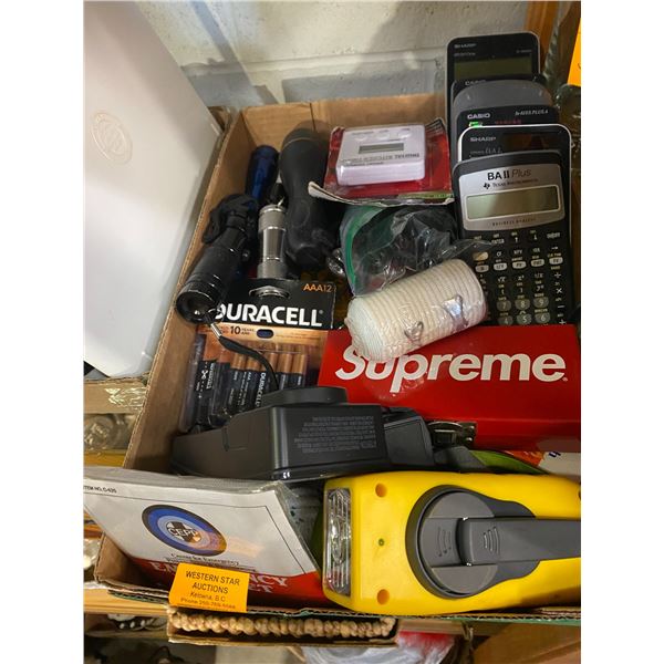 Lot flashlights and calculators ect