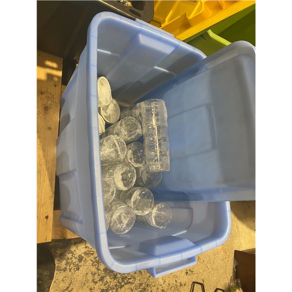 Glasses and small dishes and bin