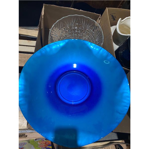 Blue bowl and other glass ware
