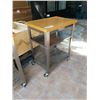 Image 2 : METAL ROLLING CART WITH WOODEN TOP