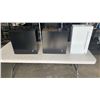 Image 1 : WHITE LOCKING METAL CABINET WITH KEY AND 2 BLACK METAL CABINETS
