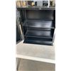 Image 3 : WHITE LOCKING METAL CABINET WITH KEY AND 2 BLACK METAL CABINETS