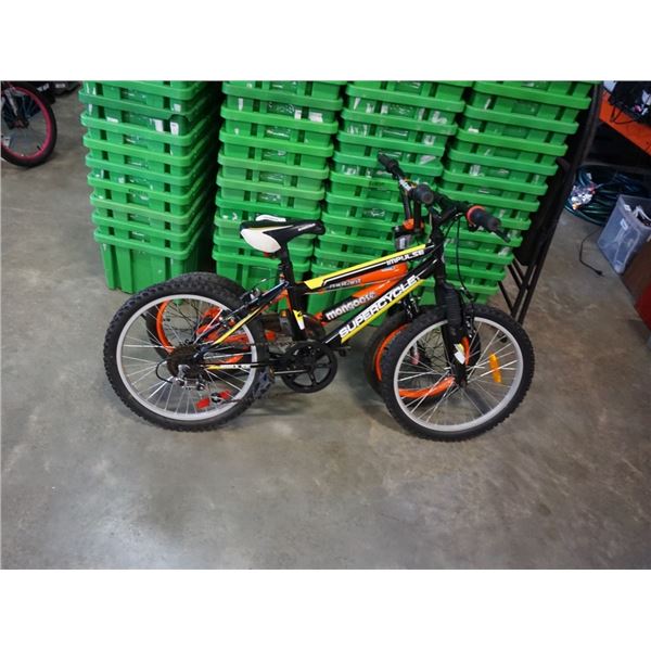 BLACK SUPERCYCLE AND ORANGE IMPULSE KIDS BIKES