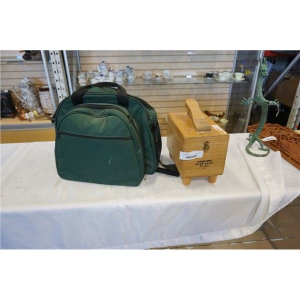 PICNIC BASKET AND SHOE SHINE STAND