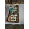 Image 2 : Box and tray of collectibles/history books with 400+ vintage postcards