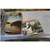Image 3 : Box and tray of collectibles/history books with 400+ vintage postcards