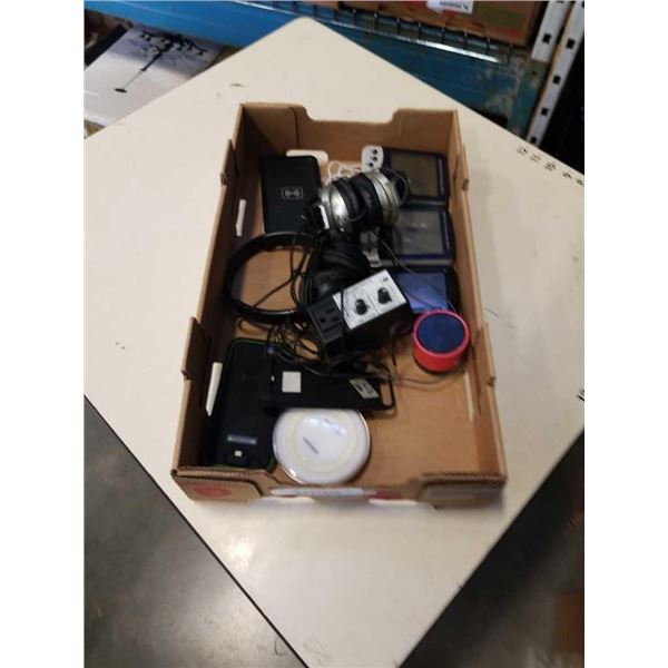 Box of wireless chargers, with blueprint, titan controllers and more