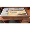 Image 1 : Handmade vintage kayak shadowbox and 2 vintage car adverts