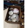 Image 3 : Box and Tray of occupied japan mini mugs, royal albert china and more