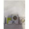 Image 2 : 3 CANADIAN SILVER 25 CENT COINS 1968