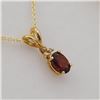 Image 2 : NEW 10KT YELLOW GOLD, GENUINE GARNET, AND DIAMOND PENDANT W/ STERLING CHAIN W/ APPRAISAL $450