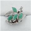 Image 1 : STERLING SILVER GENUINE EMERALD AND CZ RING W/ APPRAISAL $900