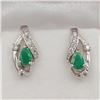 Image 1 : NEW STERLING SILVER GENUINE EMERALD AND CZ EARRINGS W/ APPRAISAL $785
