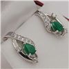 Image 2 : NEW STERLING SILVER GENUINE EMERALD AND CZ EARRINGS W/ APPRAISAL $785
