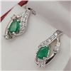 Image 3 : NEW STERLING SILVER GENUINE EMERALD AND CZ EARRINGS W/ APPRAISAL $785