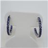 Image 1 : NEW STERLING SILVER GENUINE TANZANITE HOOP EARRINGS W/ APPRAISAL $1040