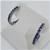 Image 2 : NEW STERLING SILVER GENUINE TANZANITE HOOP EARRINGS W/ APPRAISAL $1040
