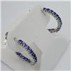 Image 3 : NEW STERLING SILVER GENUINE TANZANITE HOOP EARRINGS W/ APPRAISAL $1040