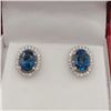 Image 1 : NEW STERLING SILVER GENUINE BLUE TOPAZ AND CZ EARRINGS W/ APPRAISAL $815