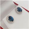 Image 2 : NEW STERLING SILVER GENUINE BLUE TOPAZ AND CZ EARRINGS W/ APPRAISAL $815