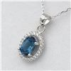 Image 2 : NEW STERLING SILVER GENUINE BLUE TOPAZ AND CZ PENDANT W/ STERLING CHAIN W/ APPRAISAL $875