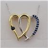 Image 1 : NEW STERLING SILVER YELLOW GOLD PLATED GENUINE SAPPHIRE HEART PENDANT W/ STERLING CHAIN W/ APPRAISAL