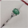 Image 3 : NEW STERLING SILVER GENUINE EMERALD AND CZ RING W/ APPRAISAL $675