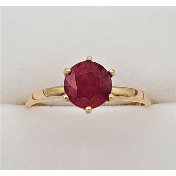 NEW 10KT YELLOW GOLD GENUINE RUBY SOLITAIRE RING W/ 960