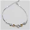 Image 1 : NEW STERLING SILVER GENUINE CITRINE AND CZ HEART BRACELET W/ APPRAISAL $855