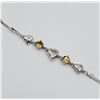 Image 2 : NEW STERLING SILVER GENUINE CITRINE AND CZ HEART BRACELET W/ APPRAISAL $855