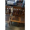 Image 3 : 5 VINTAGE DINING CHAIRS WITH LEATHER STUDDED SEAT