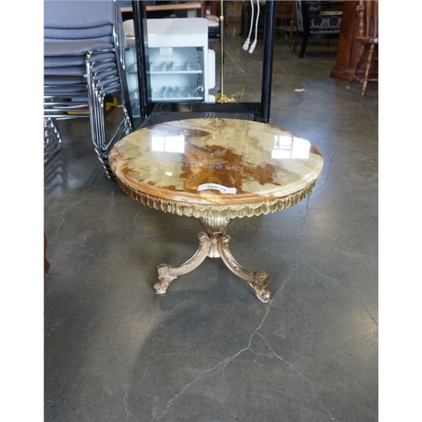 STONE LOOK METAL BASE ROUND ENDTABLE