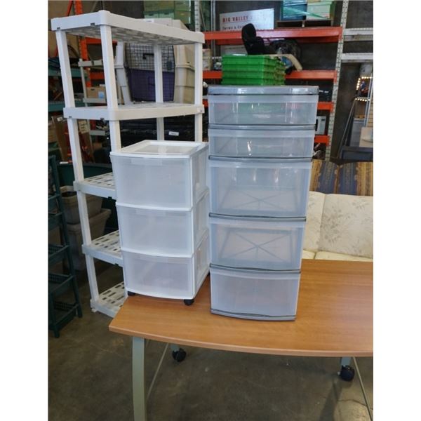 2 Plastic organizers 5 drawer and 3 drawer