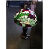 Image 1 : TABLE LAMP WITH LEADED GLASS SHADE - 25 INCHES TALL