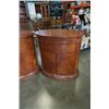 Image 2 : PAIR OF SOLID WOOD OVAL OVERSIZE NIGHTSTANDS - 34 1/4 INCHES WIDE X 23 DEEP X 33 1/2 TALL