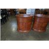 Image 8 : PAIR OF SOLID WOOD OVAL OVERSIZE NIGHTSTANDS - 34 1/4 INCHES WIDE X 23 DEEP X 33 1/2 TALL