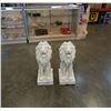 Image 1 : 2 CAST LION GARDEN FIGURES - 11 INCHES WIDE X 14 DEEP X 28 TALL