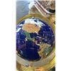 Image 2 : STONE GLOBE ON BRASS STAND - GLOBE CRACKED, INLAY PEELING 38 INCHES TALL