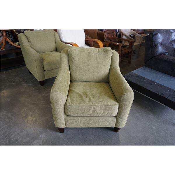 GREEN LAZBOY UPHOLSTERED ARMCHAIR - 34 inches wide