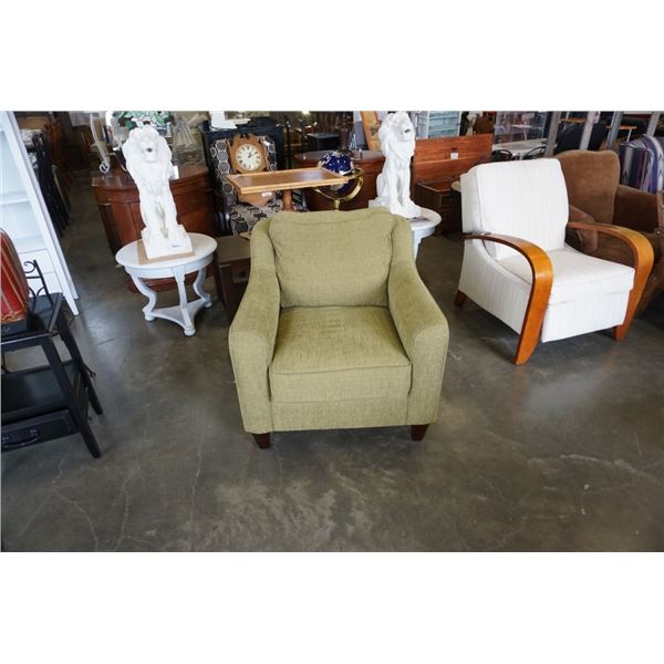 GREEN LAZBOY UPHOLSTERED ARMCHAIR - 34 inches wide