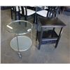 Image 1 : BLACK 1 DRAWER NIGHTSTAND AND 2 TIER ROUND GLASSTOP ENDTABLE